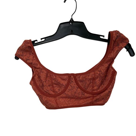 Out From Under Lace Rust Bralette Festival Crop Top Urban Outfitters Sz S - Picture 2 of 6